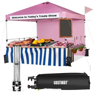 10 x 10 Feet Foldable Commercial Pop-up Canopy with Roller Bag and Banner Strip-
