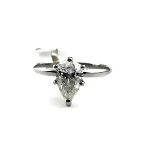1.12CT Pear Shape SI1 Clarity H Color Diamond Solitaire Engagement Ring in 14K White Gold, Pre-owned item #229467.sa