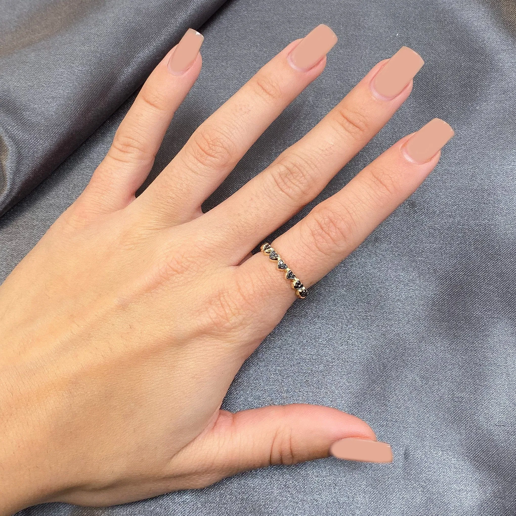 14K Gold Black Diamond Eternal Heart Ring