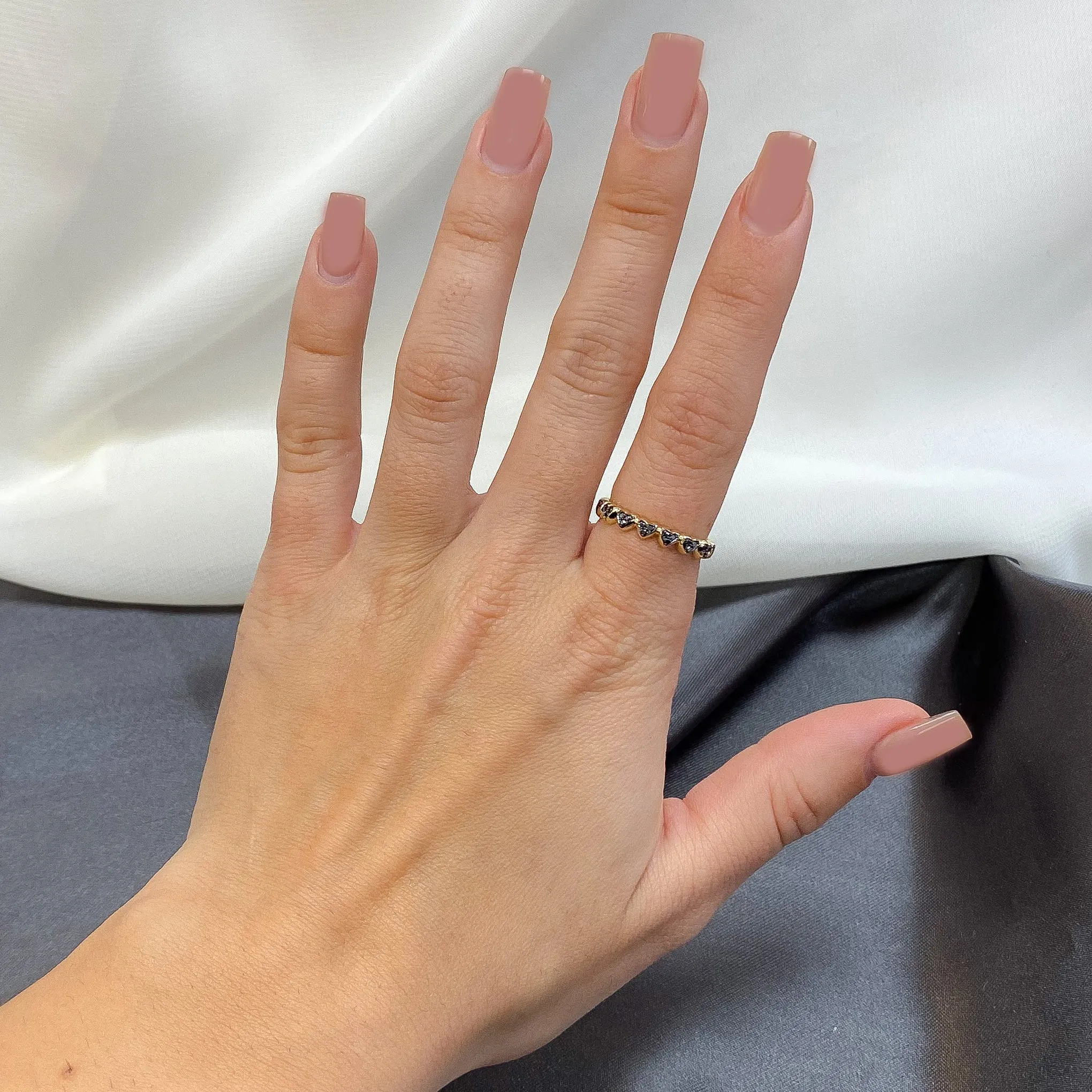 14K Gold Black Diamond Eternal Heart Ring