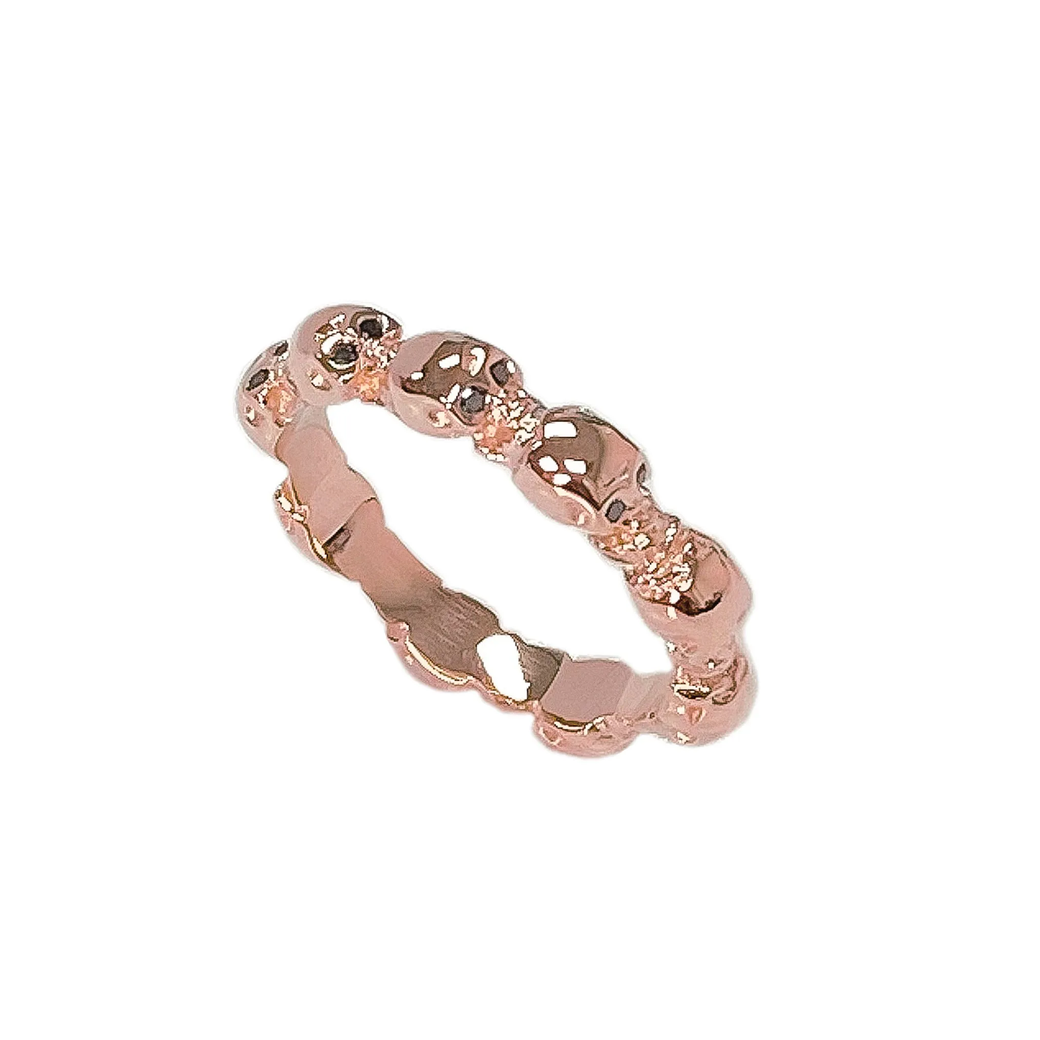 14K Gold Black Diamond Eternal Skulls Ring
