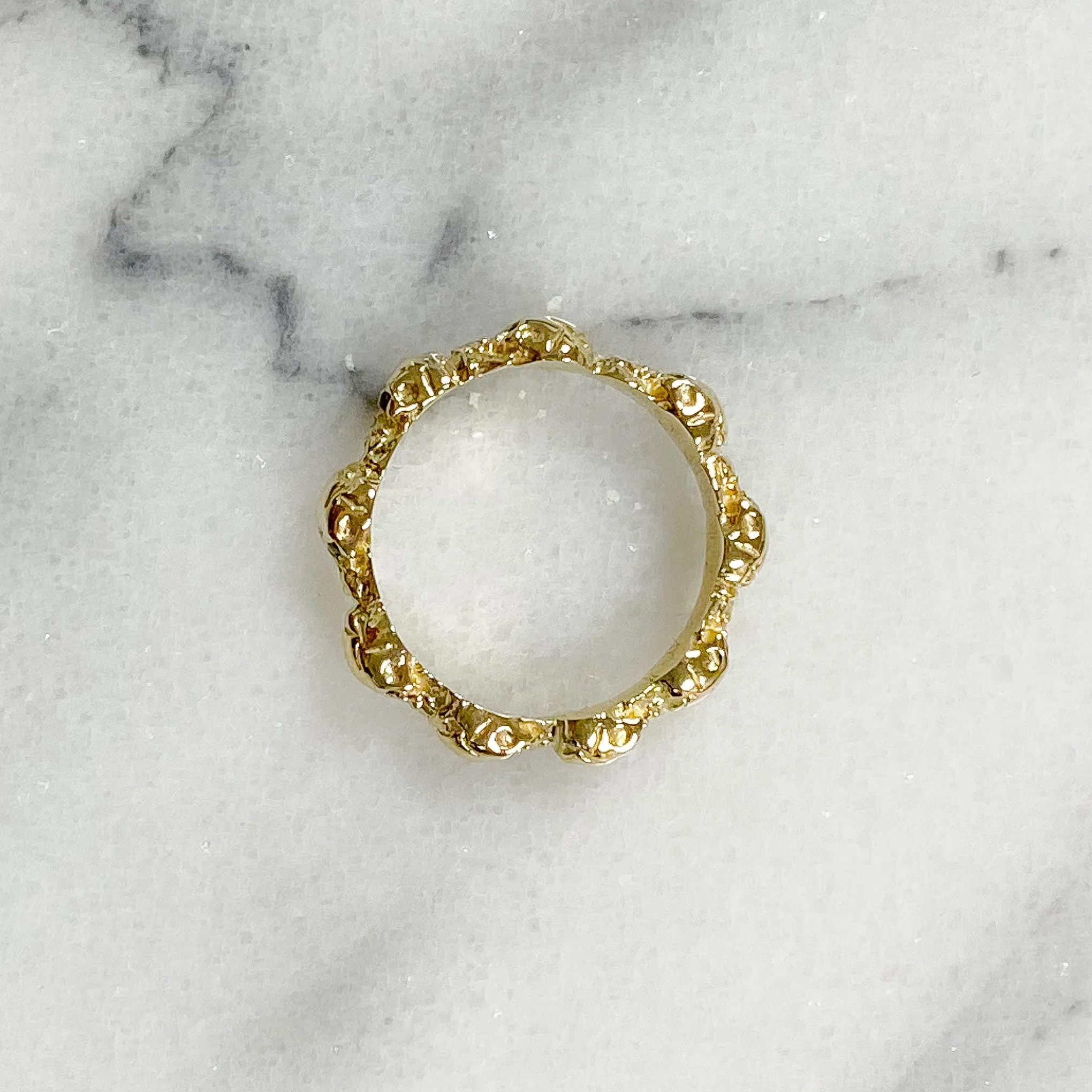14K Gold Black Diamond Eternal Skulls Ring