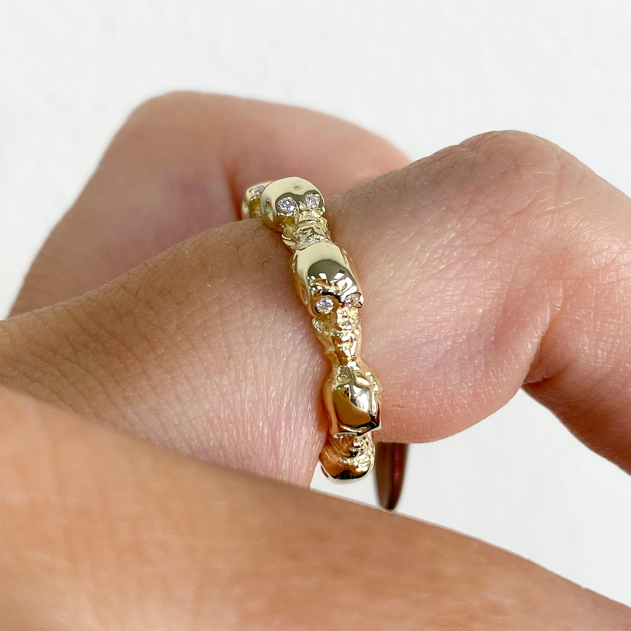 14K Gold Diamond Eternal Skulls Ring