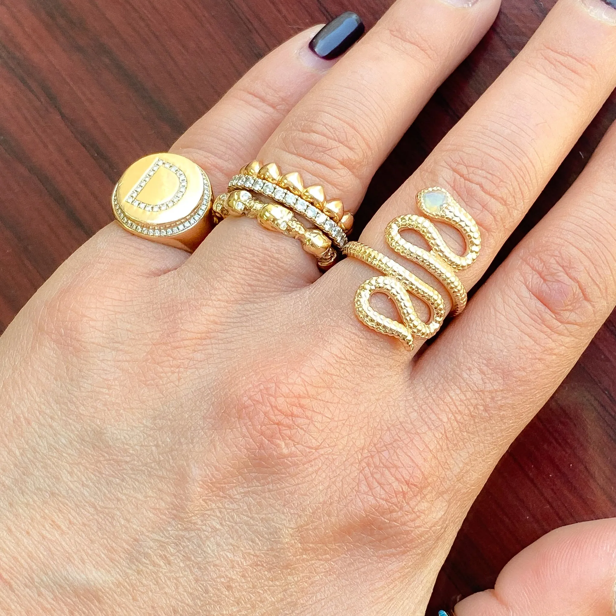 14K Gold Diamond Eternal Skulls Ring