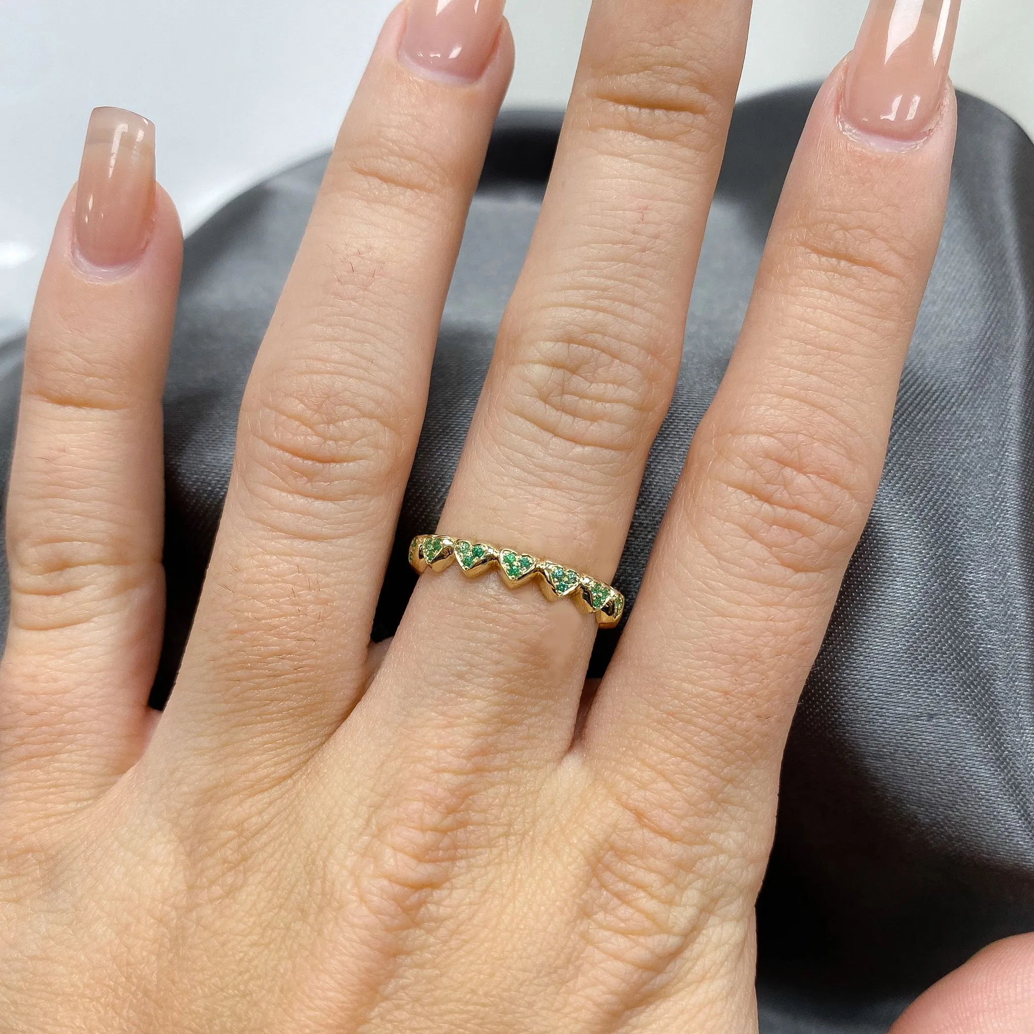 14K Gold Emerald Eternal Heart Ring