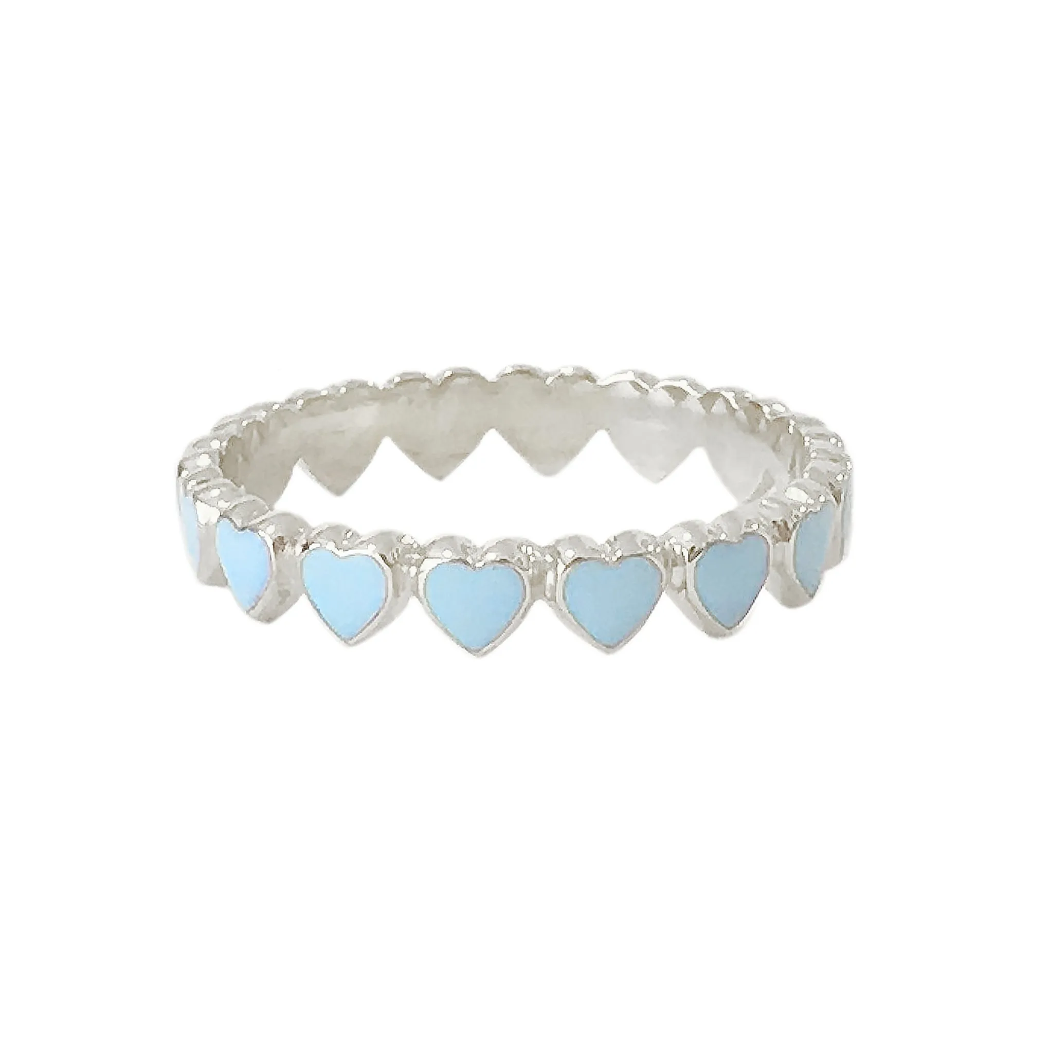 14K Gold Pastel Blue Enamel Eternal Heart Ring