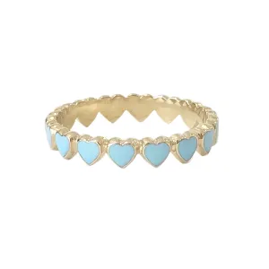 14K Gold Pastel Blue Enamel Eternal Heart Ring