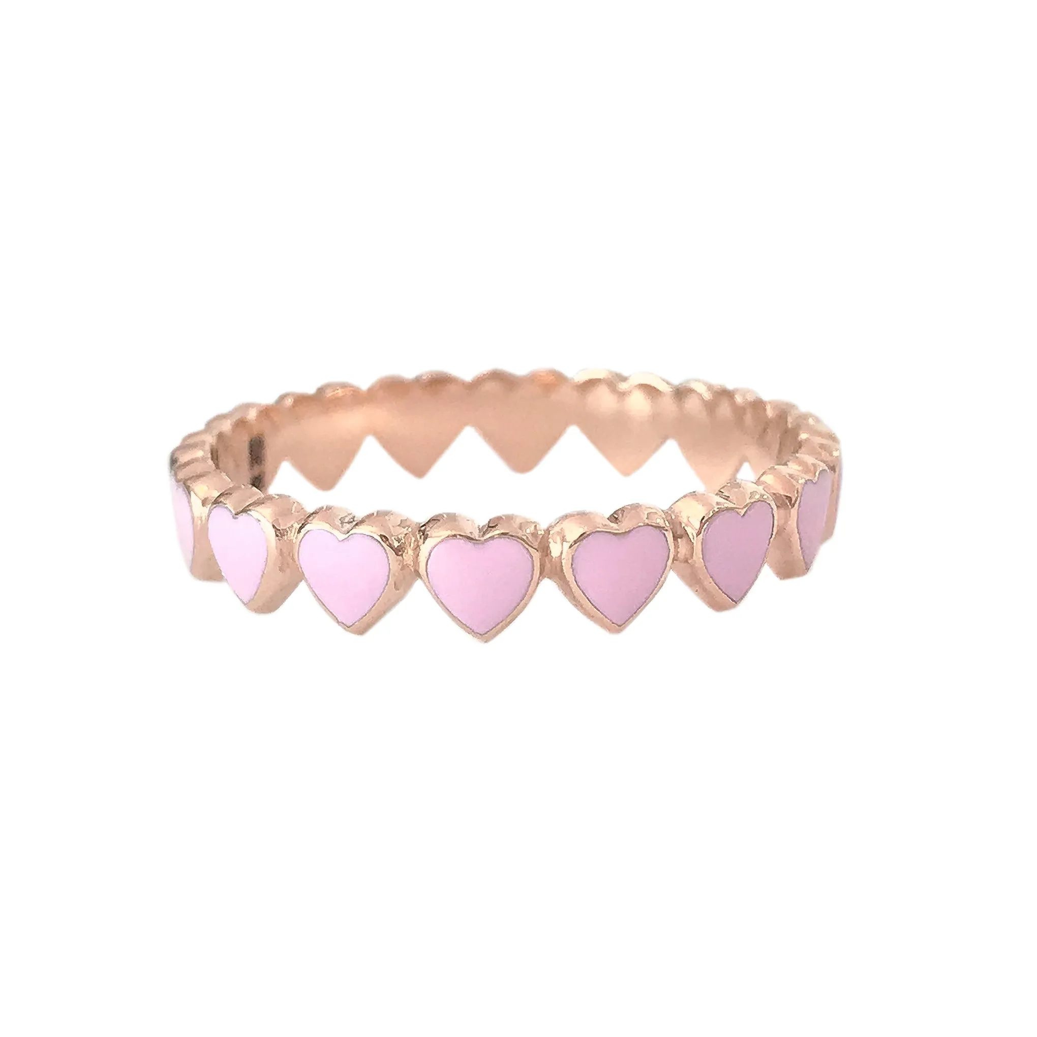 14K Gold Pastel Pink Enamel Eternal Heart Ring
