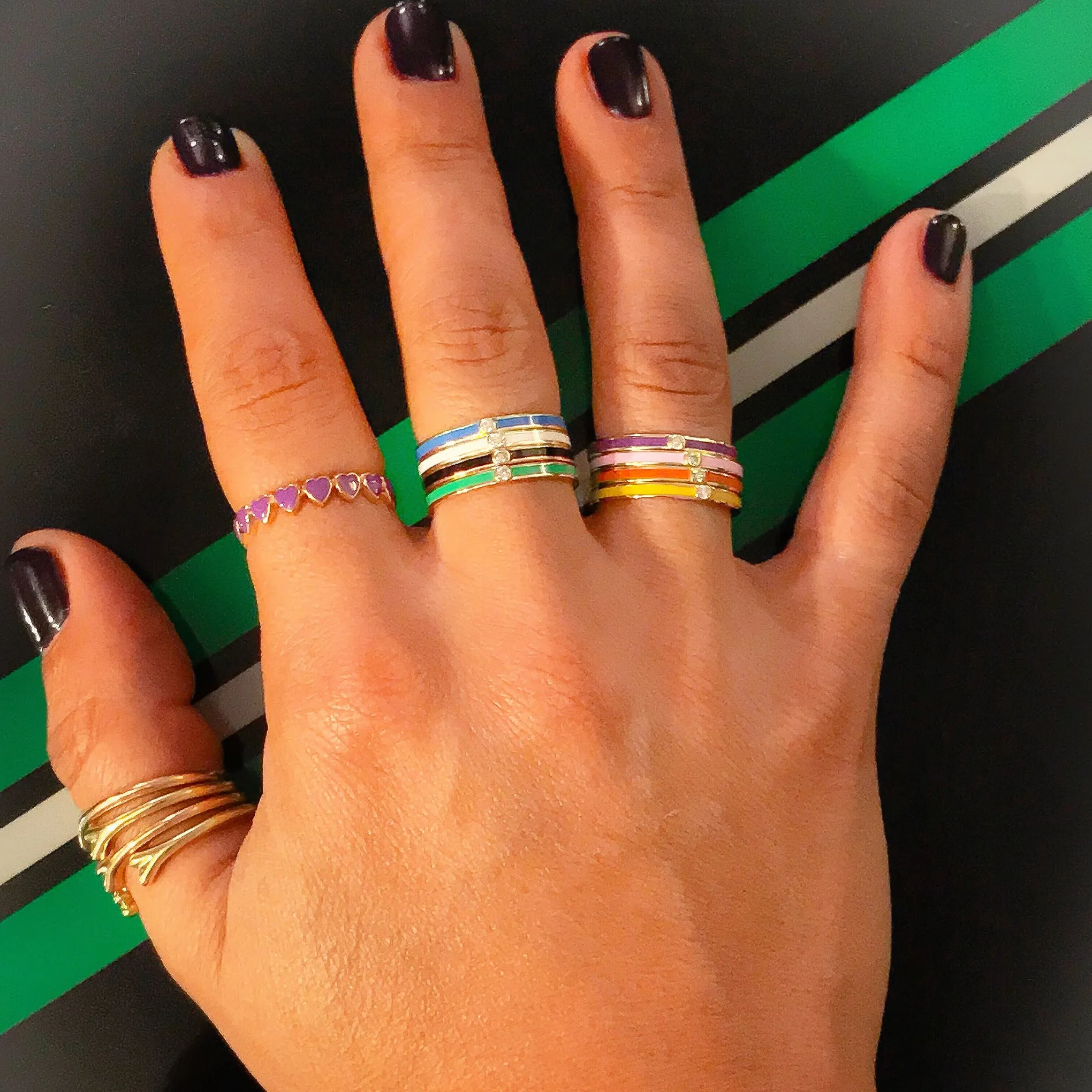 14K Gold Purple Enamel Eternal Heart Ring