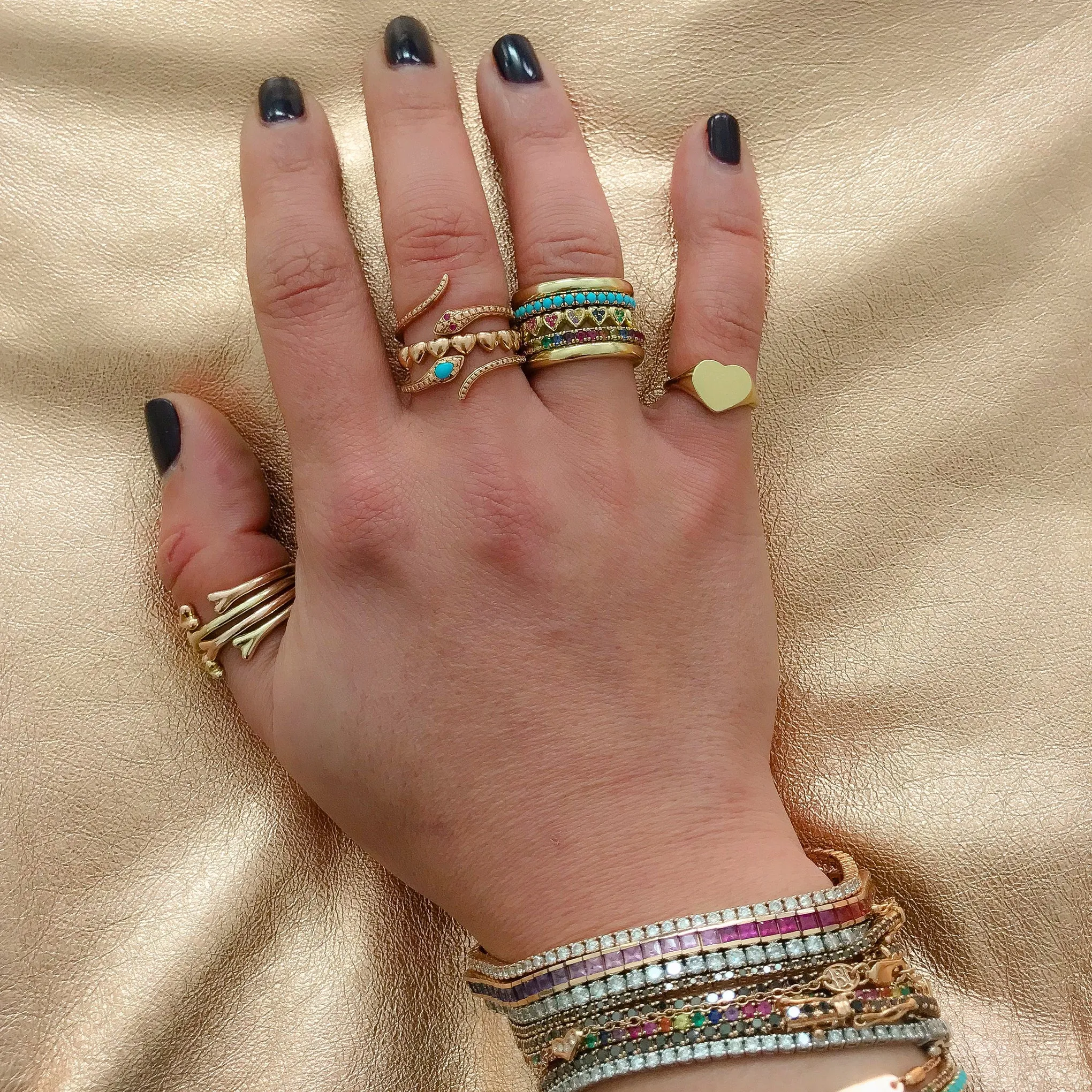 14K Gold Rainbow Eternal Heart Ring