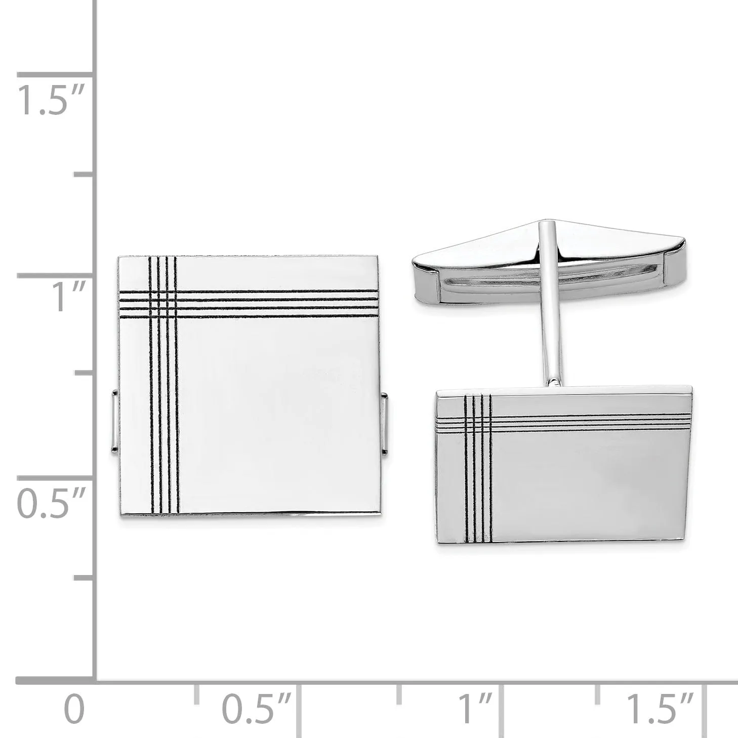 14k White Gold Solid Square Design Cuff Links