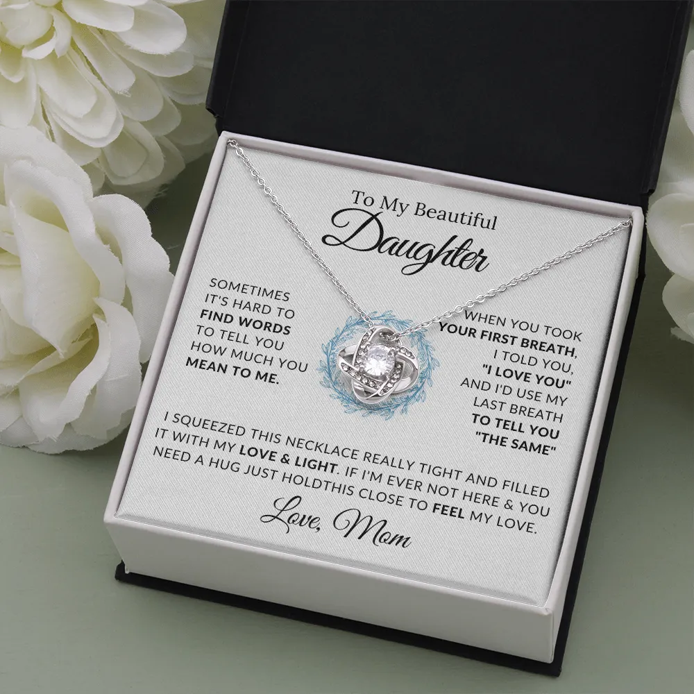 14k white gold | To My Beautiful Daughter - Love Knot Necklace ❤️