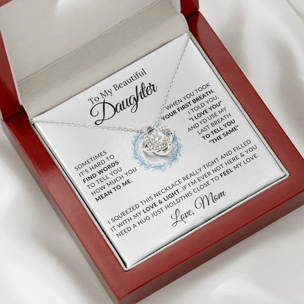 14k white gold | To My Beautiful Daughter - Love Knot Necklace ❤️