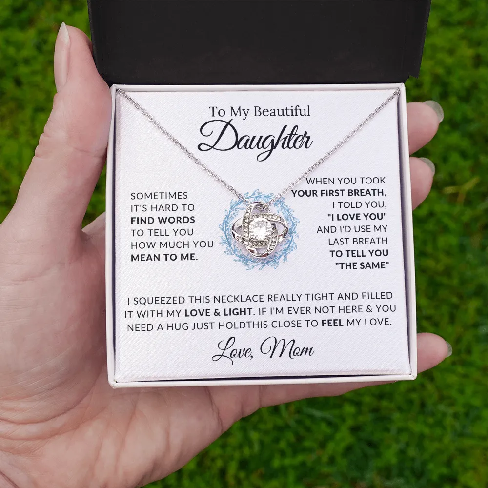 14k white gold | To My Beautiful Daughter - Love Knot Necklace ❤️