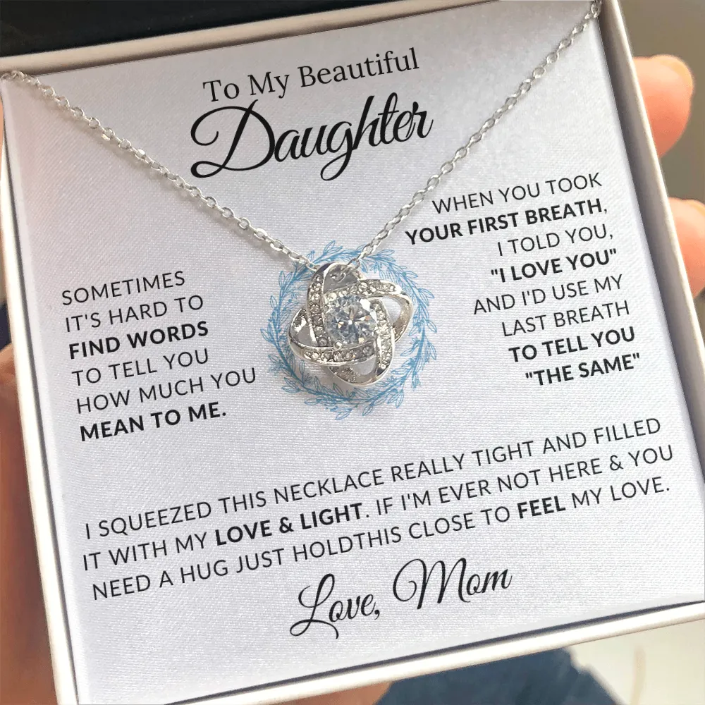 14k white gold | To My Beautiful Daughter - Love Knot Necklace ❤️