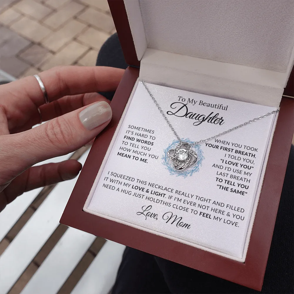 14k white gold | To My Beautiful Daughter - Love Knot Necklace ❤️