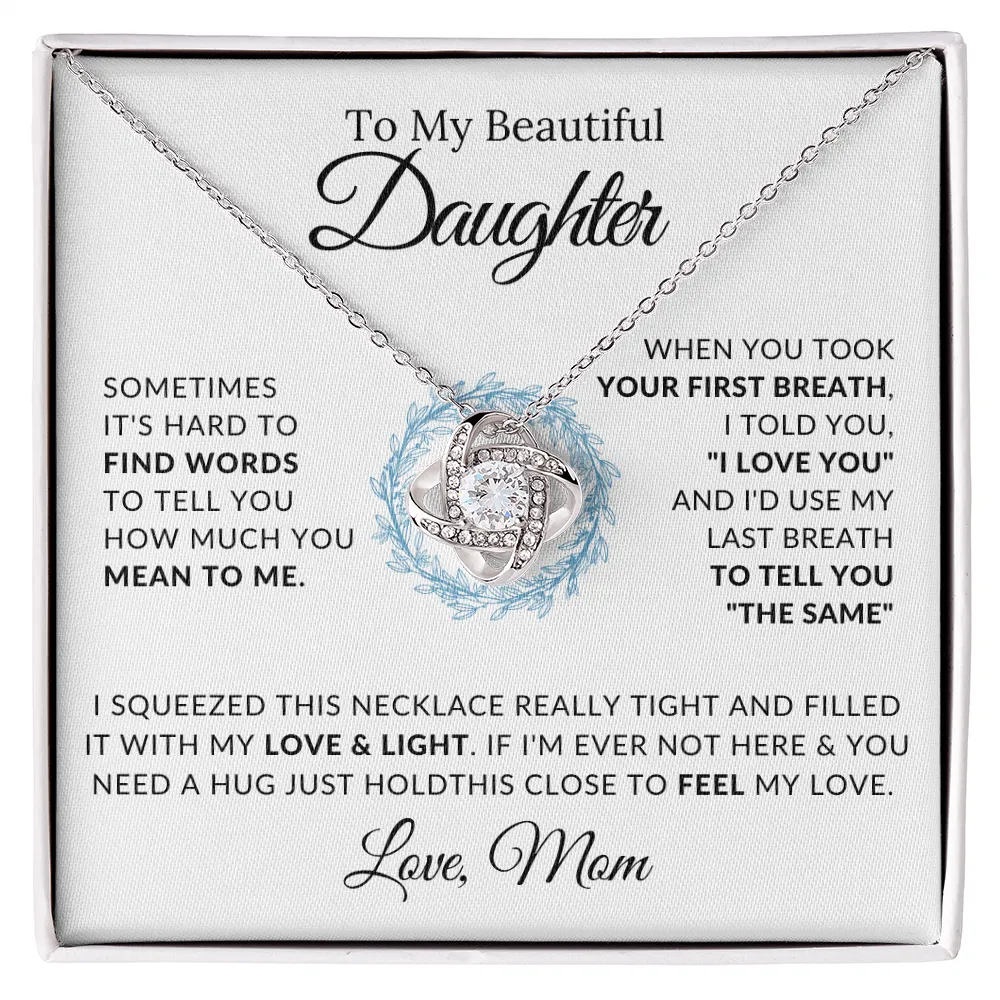 14k white gold | To My Beautiful Daughter - Love Knot Necklace ❤️