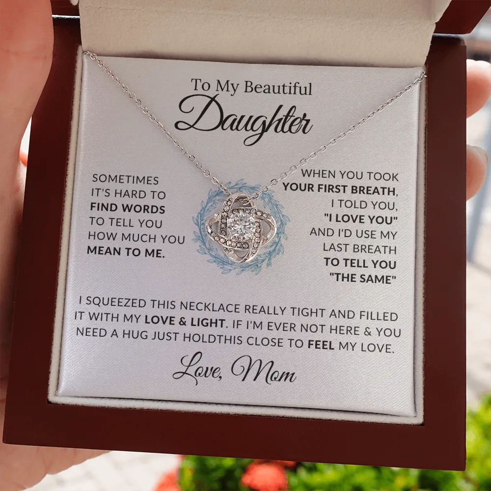 14k white gold | To My Beautiful Daughter - Love Knot Necklace ❤️