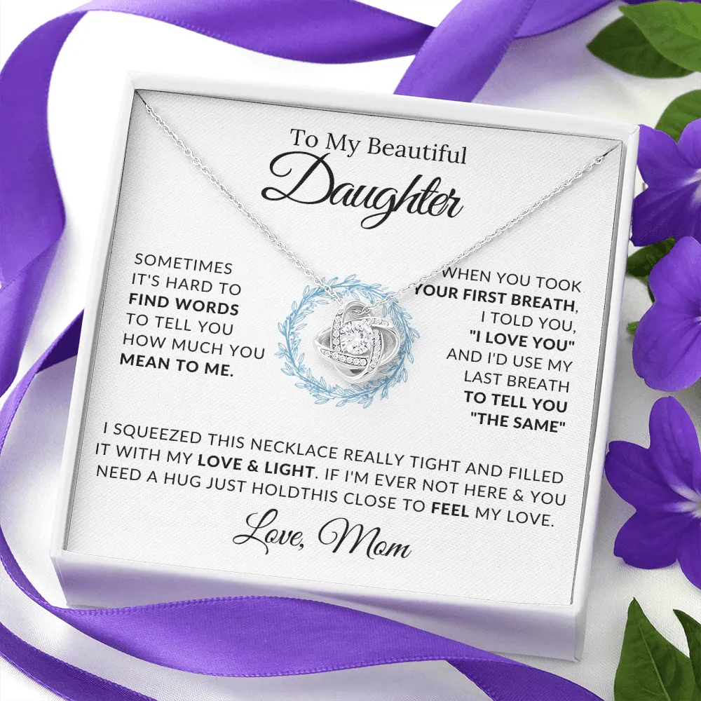14k white gold | To My Beautiful Daughter - Love Knot Necklace ❤️
