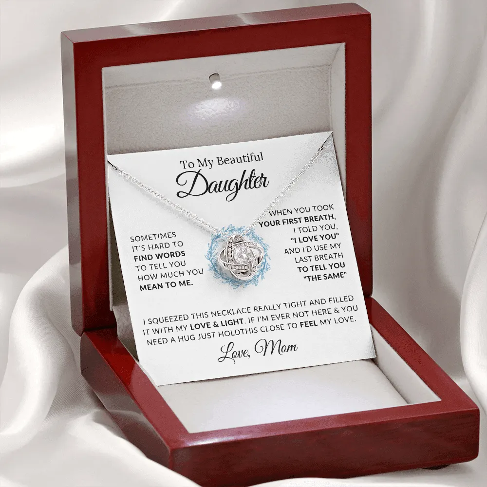 14k white gold | To My Beautiful Daughter - Love Knot Necklace ❤️