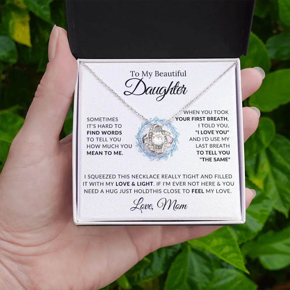 14k white gold | To My Beautiful Daughter - Love Knot Necklace ❤️
