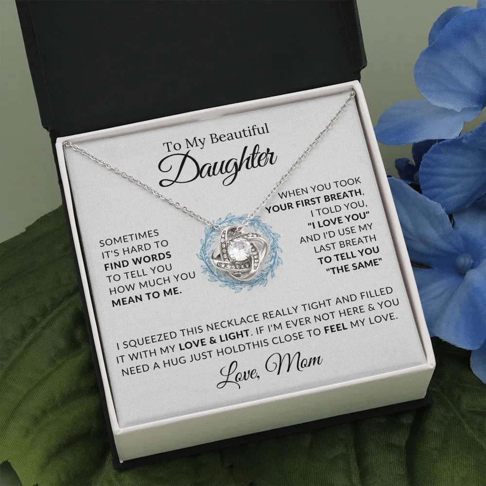 14k white gold | To My Beautiful Daughter - Love Knot Necklace ❤️