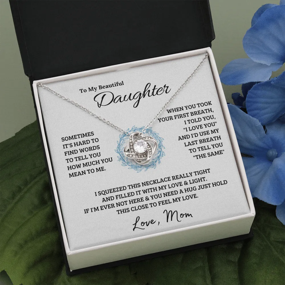 14k white gold | To My Beautiful Daughter - Love Knot Necklace