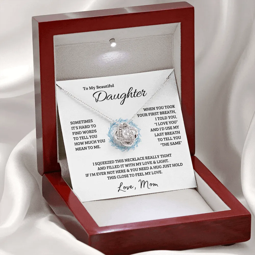 14k white gold | To My Beautiful Daughter - Love Knot Necklace
