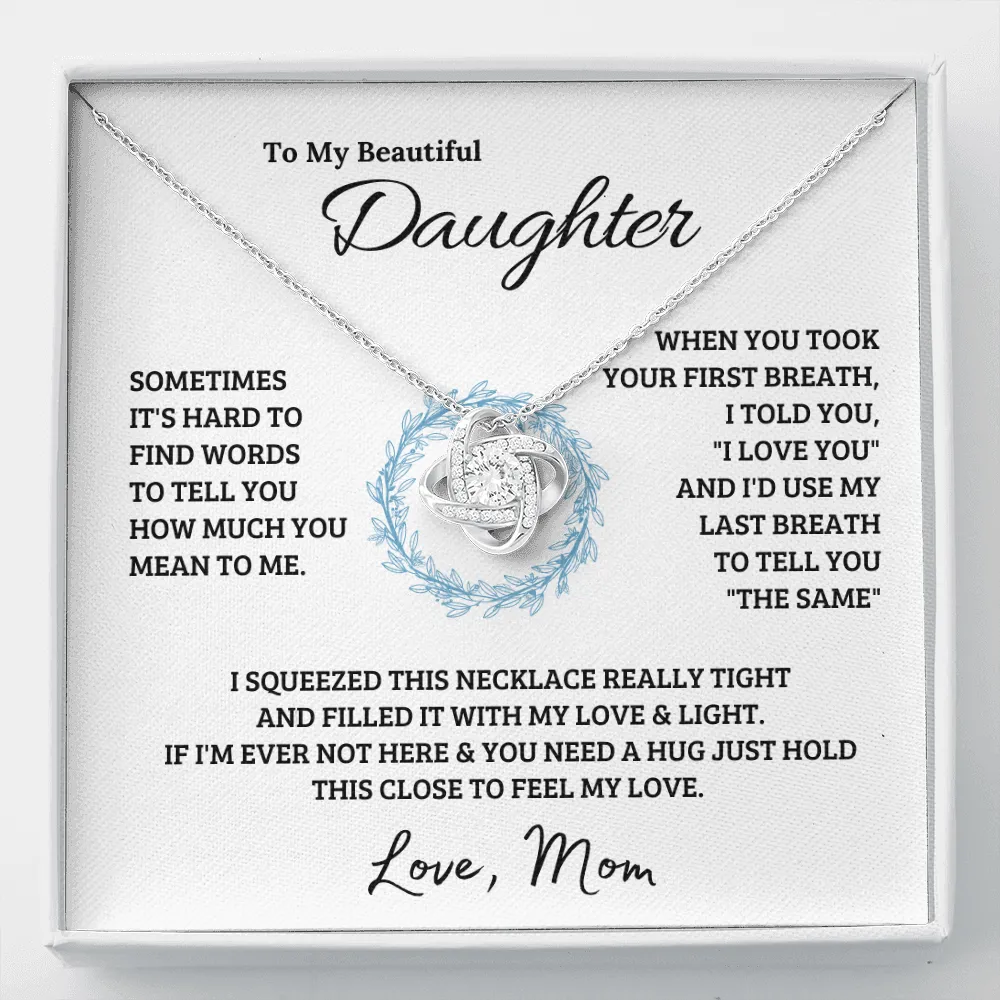 14k white gold | To My Beautiful Daughter - Love Knot Necklace