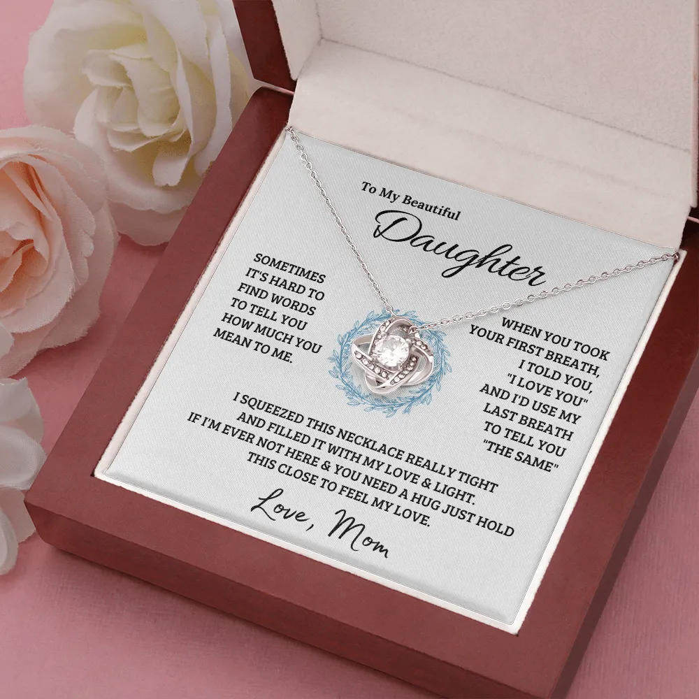 14k white gold | To My Beautiful Daughter - Love Knot Necklace