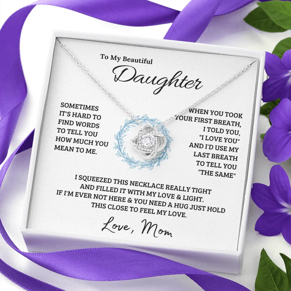 14k white gold | To My Beautiful Daughter - Love Knot Necklace