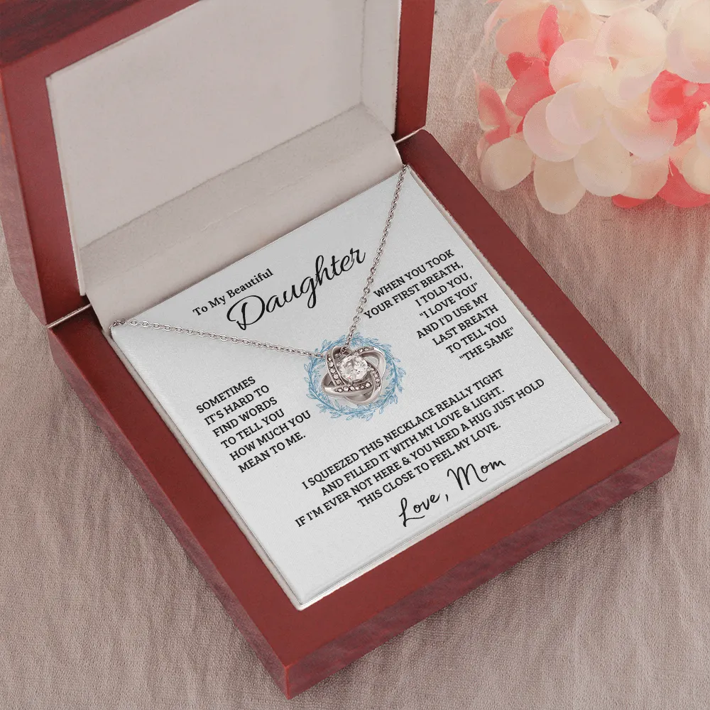 14k white gold | To My Beautiful Daughter - Love Knot Necklace