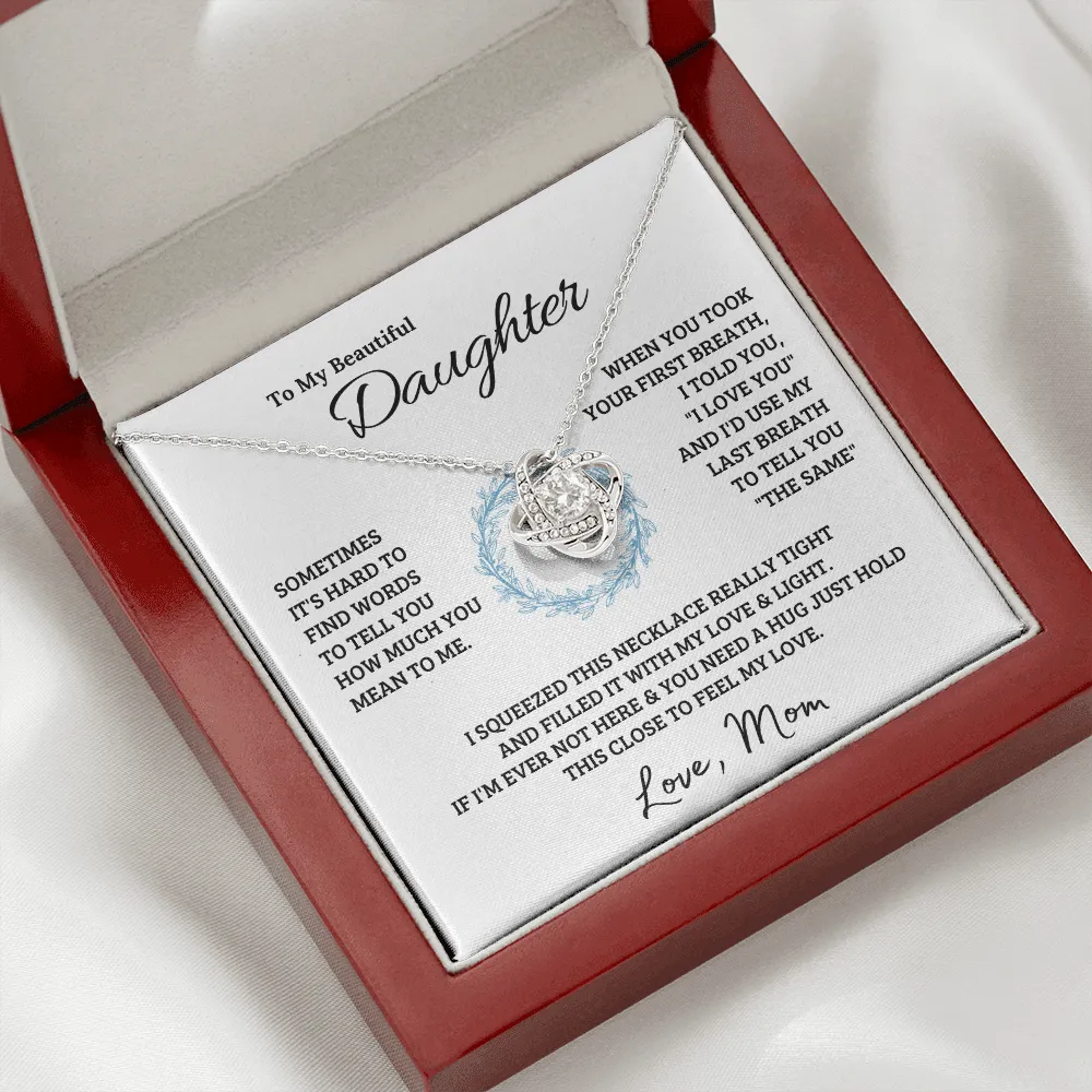 14k white gold | To My Beautiful Daughter - Love Knot Necklace