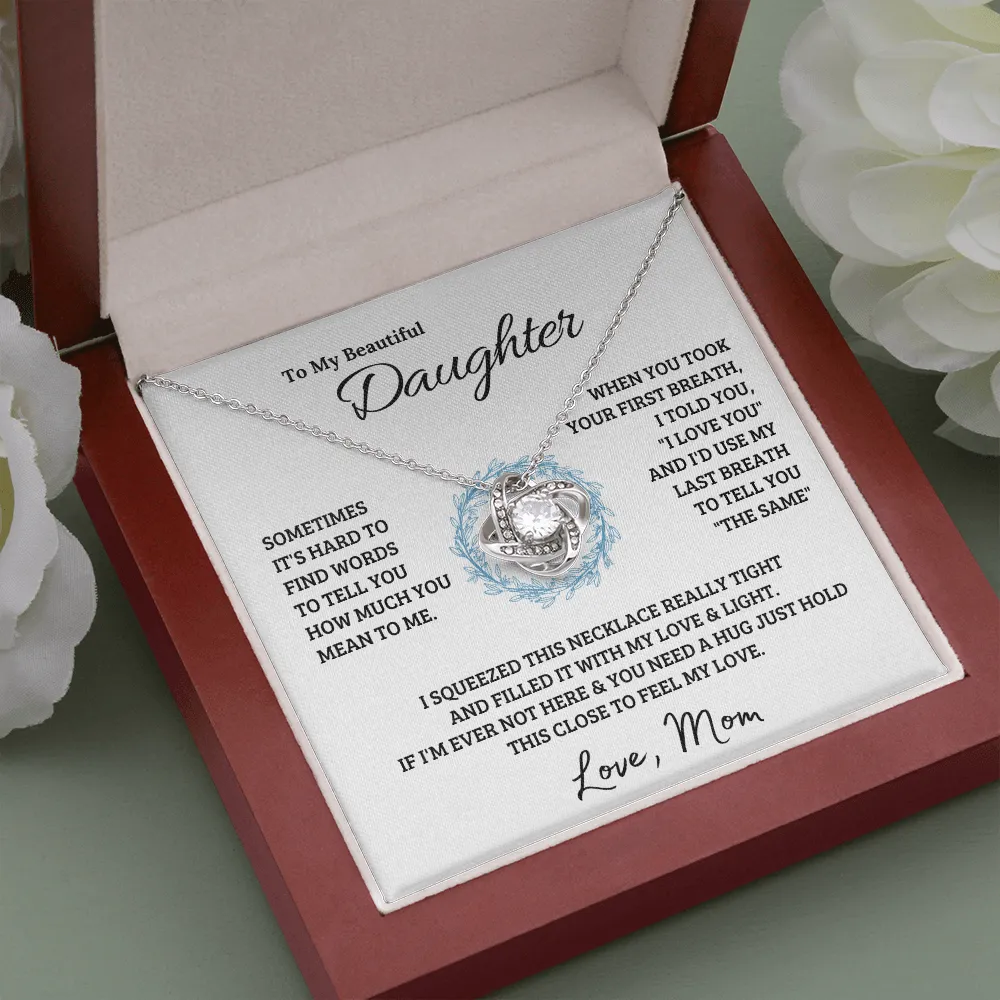 14k white gold | To My Beautiful Daughter - Love Knot Necklace