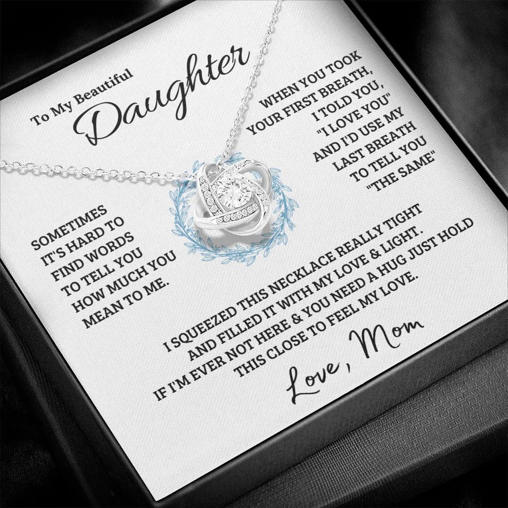 14k white gold | To My Beautiful Daughter - Love Knot Necklace