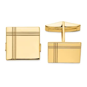14k Yellow Gold Solid Square Design Cuff Links