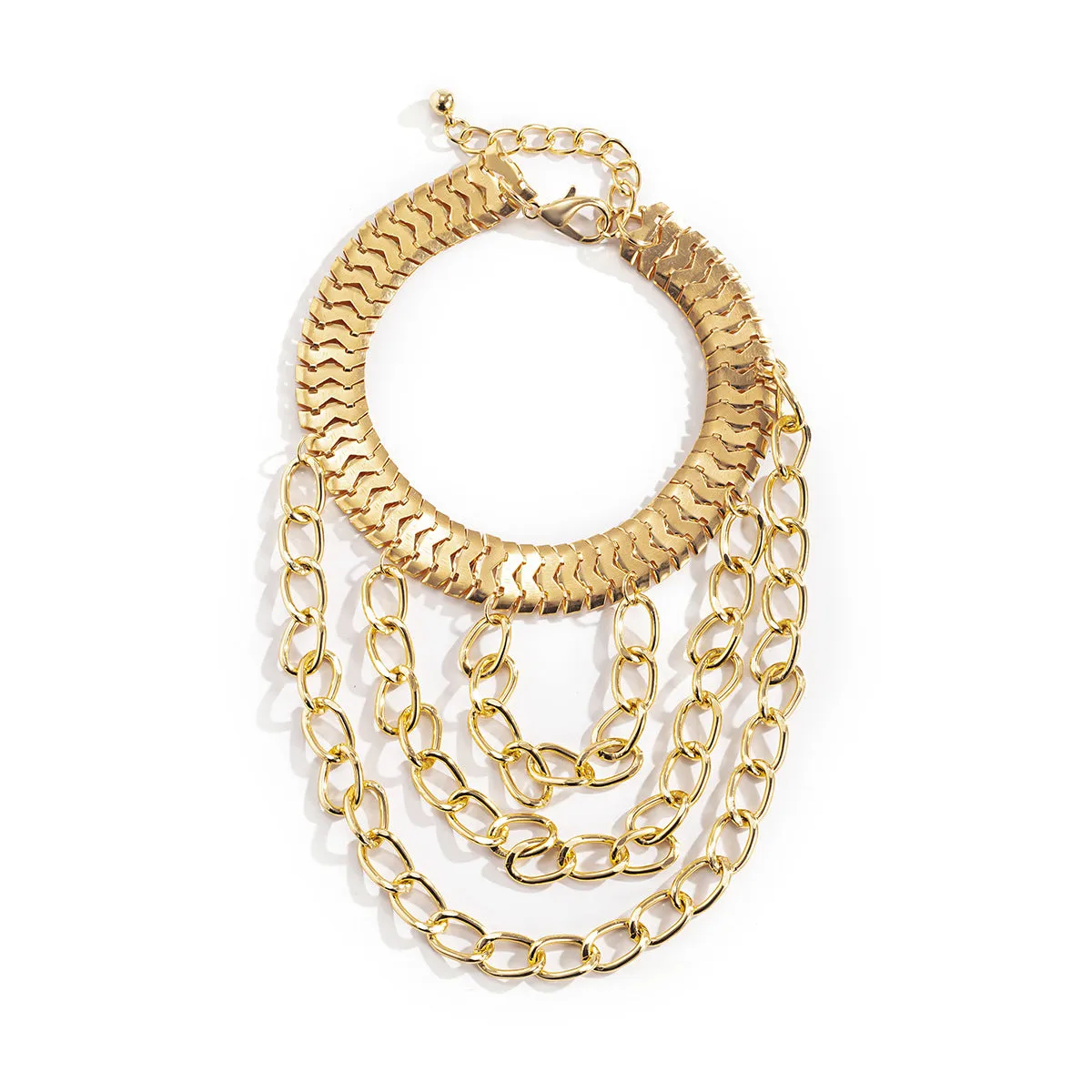 18K Gold-Plated Snake Chain Layered-Tassel Anklet