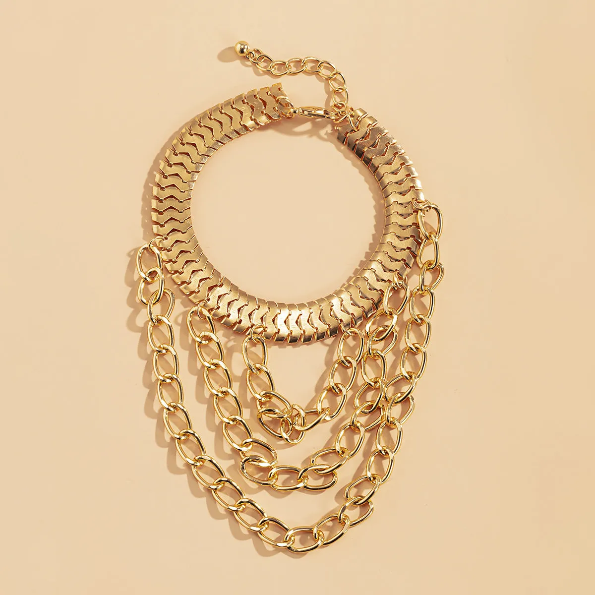 18K Gold-Plated Snake Chain Layered-Tassel Anklet