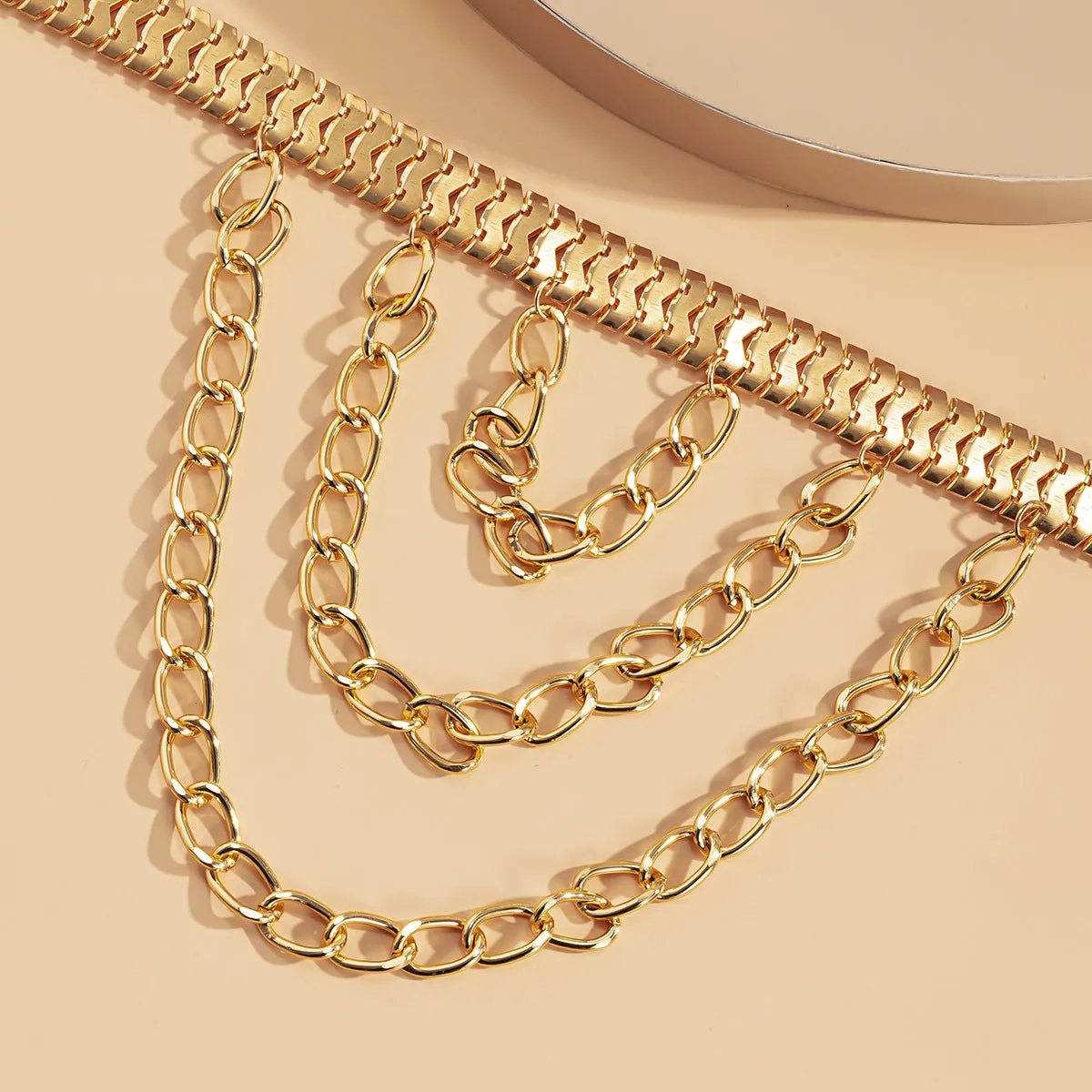 18K Gold-Plated Snake Chain Layered-Tassel Anklet