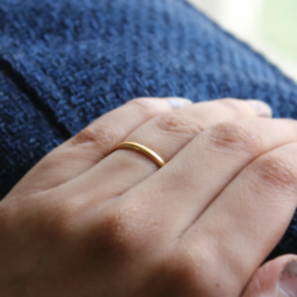 18k Pure Yellow Gold Plain 2MM Classic Wedding Band//