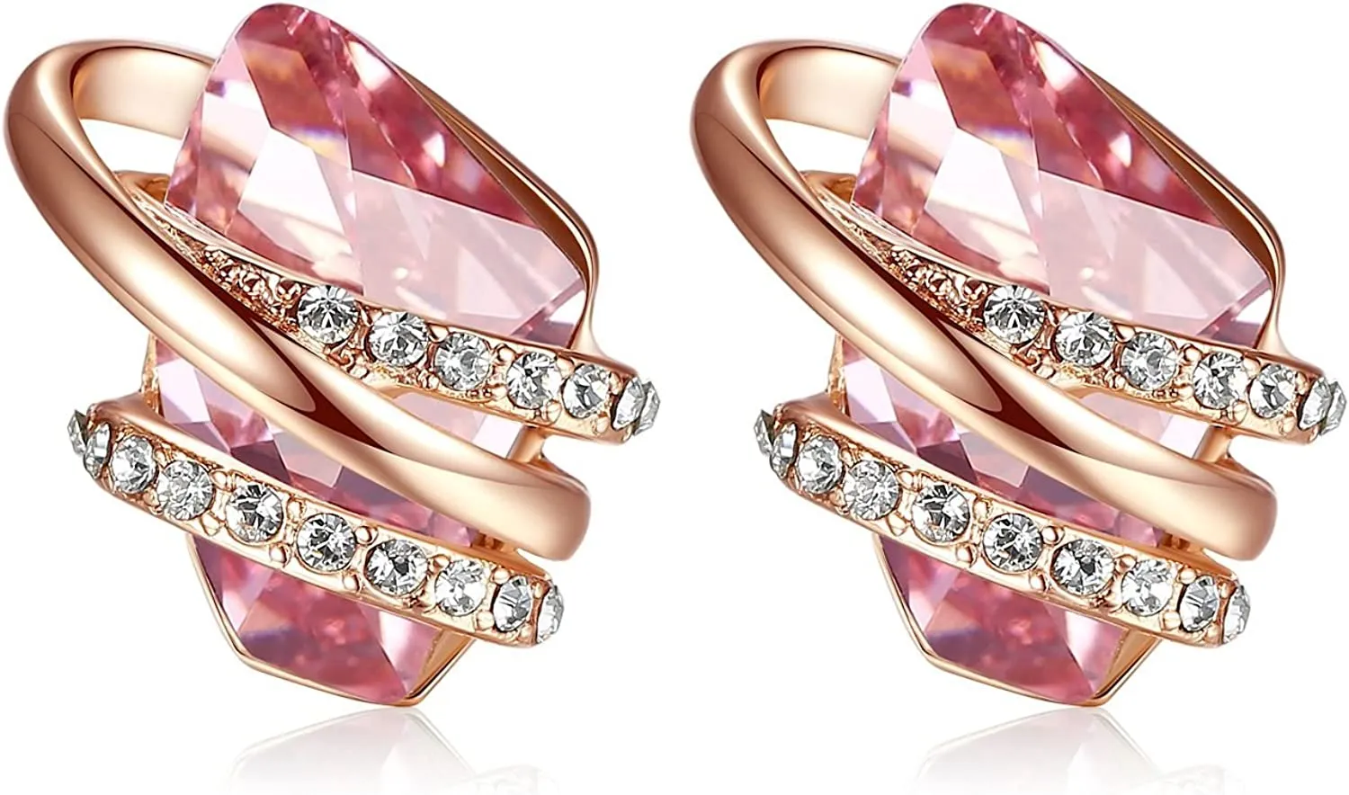 18K Rose Gold Birthstone Crystals Stud Earrings