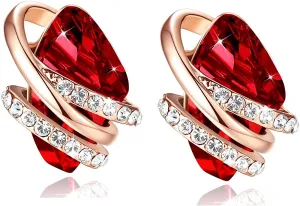 18K Rose Gold Birthstone Crystals Stud Earrings