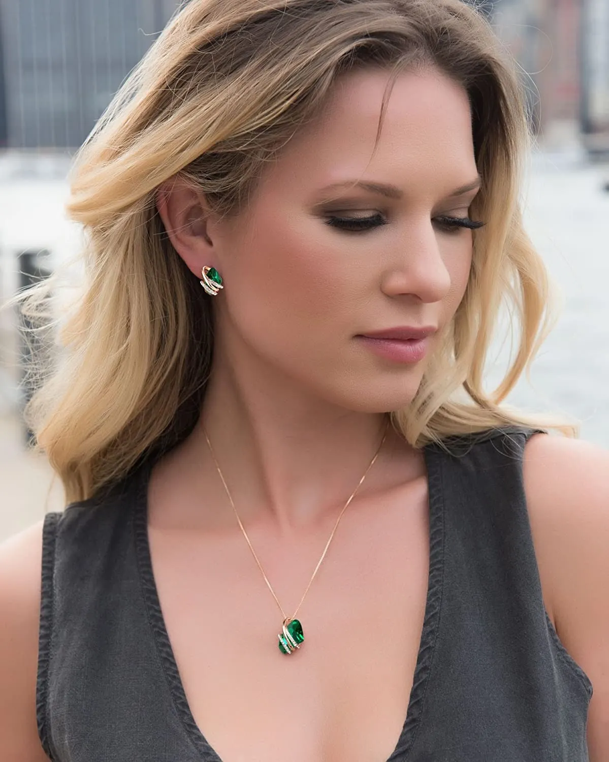 18K Rose Gold Birthstone Crystals Stud Earrings