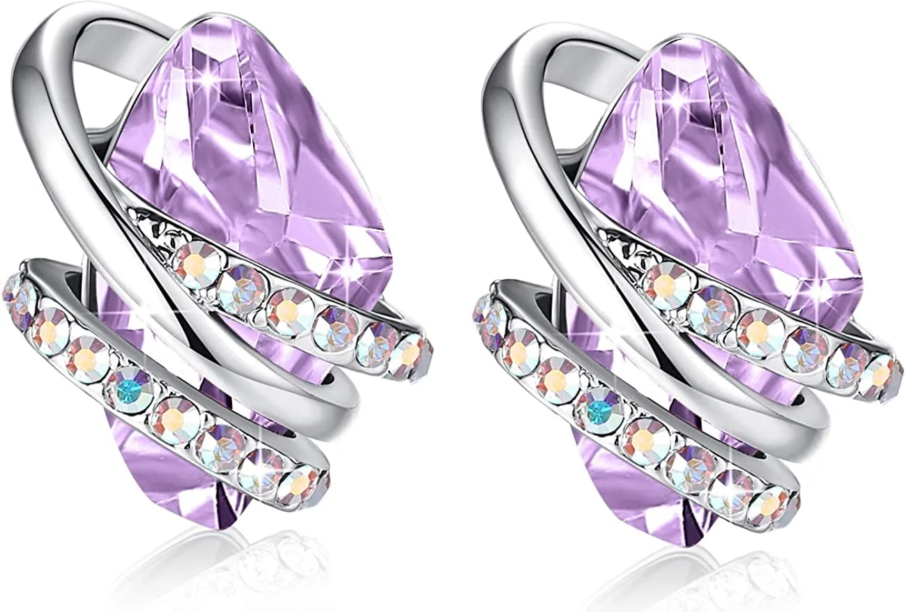 18K Rose Gold Birthstone Crystals Stud Earrings
