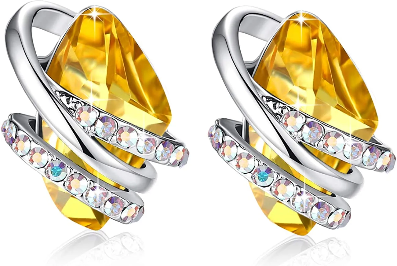 18K Rose Gold Birthstone Crystals Stud Earrings