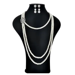 1920s Jewelry Flapper Great Gatsby Imitation Pearl Necklace and Earrings|JaosWish