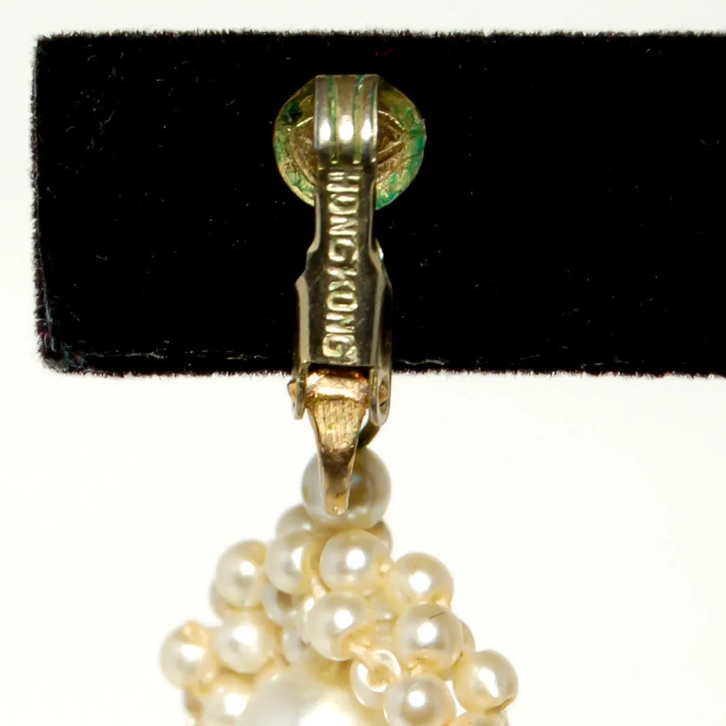 1940's Delicate Faux Pearl Dangling Earrings