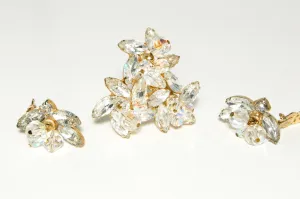 1950's Aurora Borealis Earrings and Brooch Set