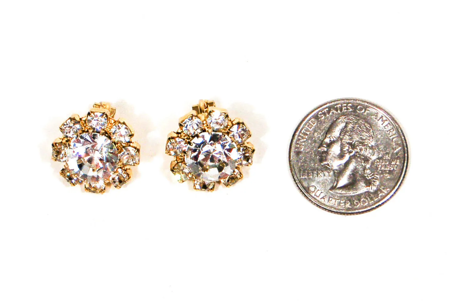 1960's Round Rhinestone Earrings