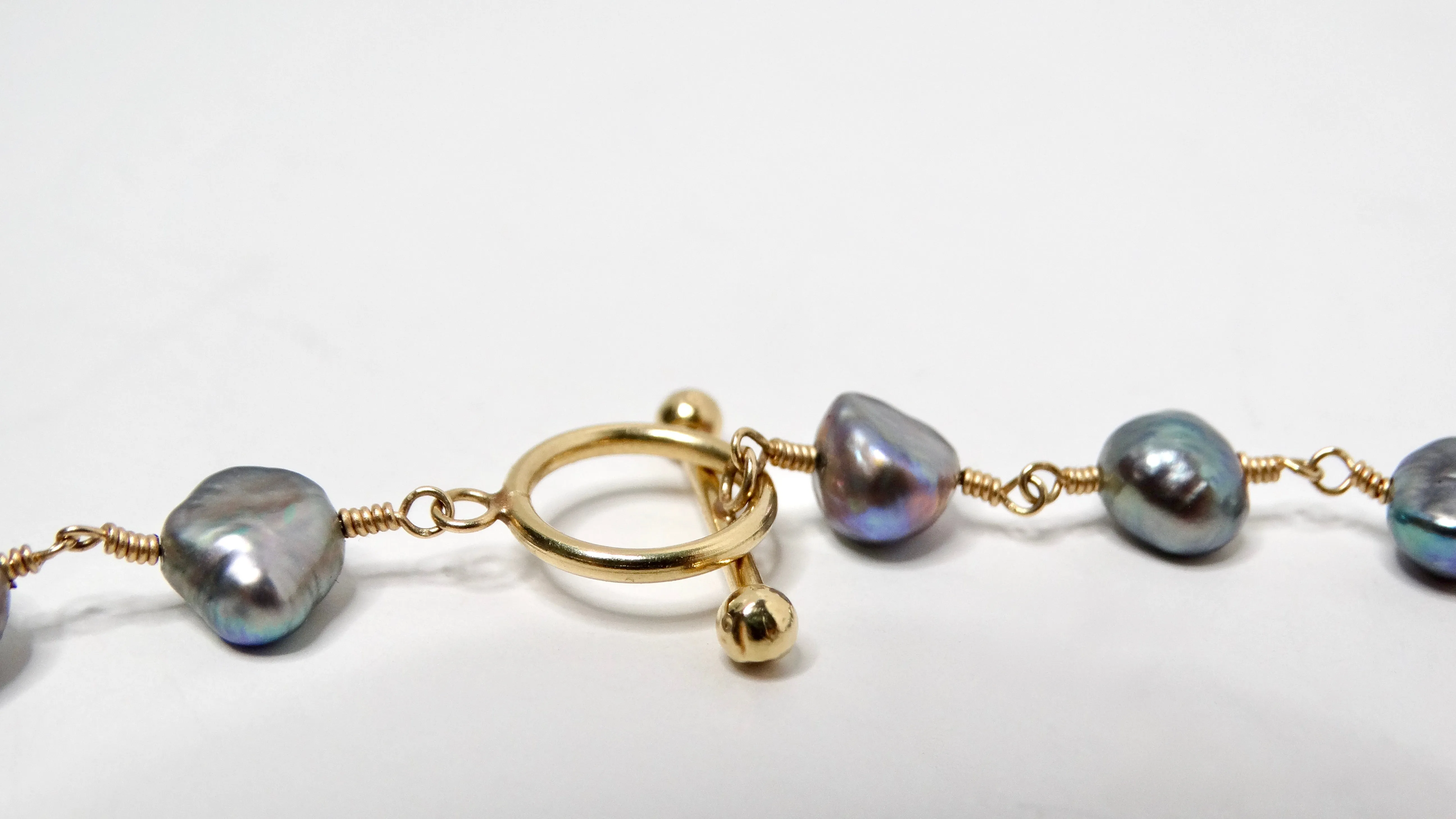 1960s Tahitian Pearl & 14k Yellow Gold Necklace